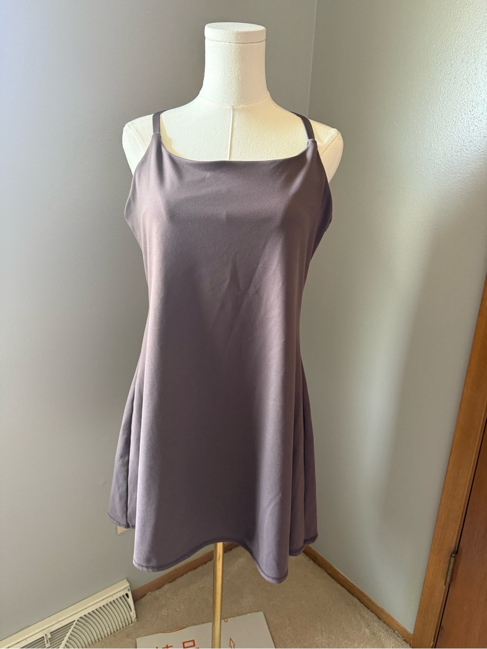 Danskin Active Dress Women M Taupe Built-In Shorts Skort Pocket Athleisure Yoga
